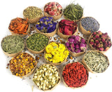 Dried Flowers, Natural Dried Flower Herbs Kit for Bath, Soap Making, Candle Making - 16 Bags Include Dried Lavender, Rose Petals, Jasmine Flower, Gomphrena Globosa (16 Bags)