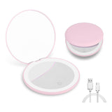 Travel Makeup Mirror With LED Light, Magnifying Mirror With Light Perfect Wife Birthday Gift Ideas, 3.5 Inches 2 Side Compact Mirror Portable For Handbag, Purse, Pocket