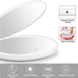 Travel Makeup Mirror With LED Light,  Magnifying Mirror With Light Perfect Wife Birthday Gift Ideas, 3.5 Inches 2 Side Compact Mirror Portable For Handbag, Purse, Pocket