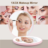 Travel Makeup Mirror With LED Light,  Magnifying Mirror With Light Perfect Wife Birthday Gift Ideas, 3.5 Inches 2 Side Compact Mirror Portable For Handbag, Purse, Pocket