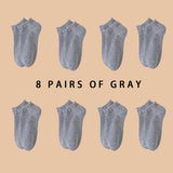 8 Pairs Women/Men Boat Socks Invisible Low Cut Silicone Non-Slip Summer No-Show Ankle Socks Solid Color Casual Breathable